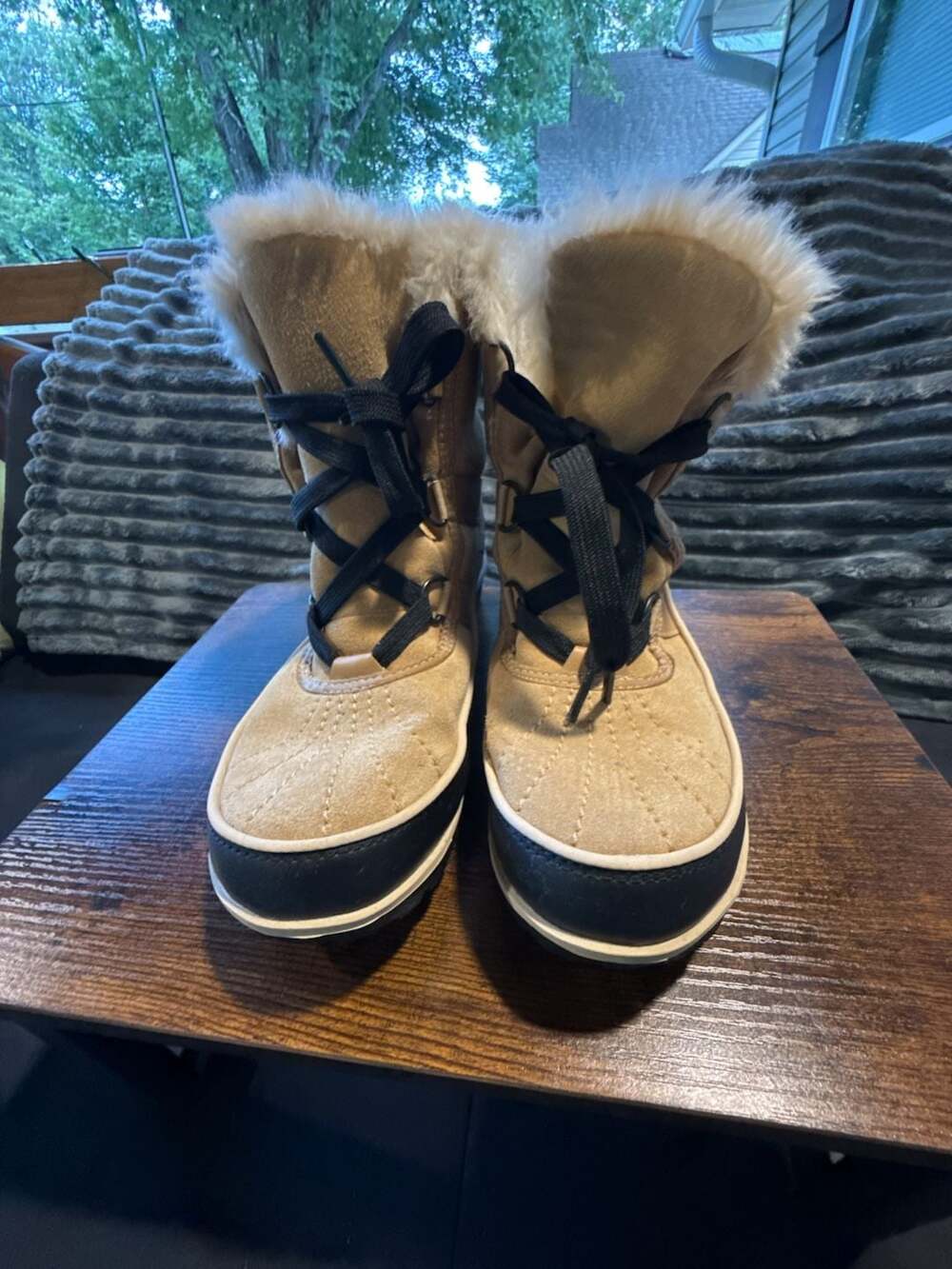 Sorel Tivoli II Suede Tan Black Faux Fur Waterproof Winter Boots